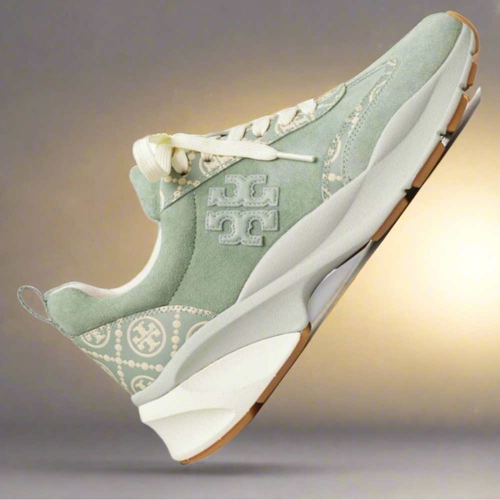 🔥🔥Authentic Tory Burch T Monogram Good Luck Sneakers Size 11M  Blue /Cream